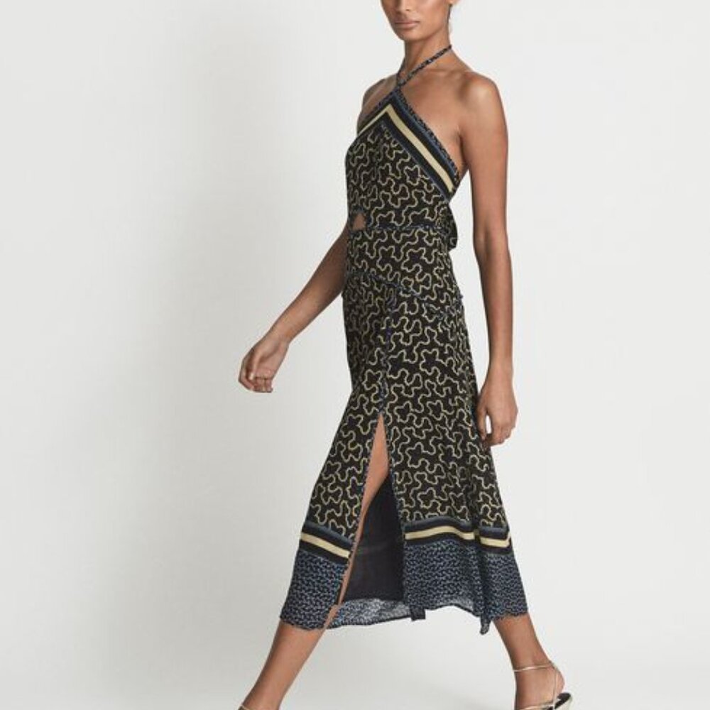 Reiss Alexandria halter scarf dress NWT
